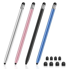 4 PCS Universal Stylus, 2-in-1 Stylus Pen for Silver Rosegold Black Blue