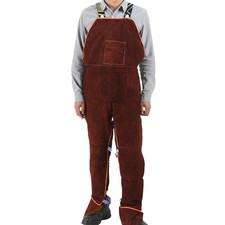 Flame Retardant Cowhide Jumpsuit High Collar Design for Spark Protection