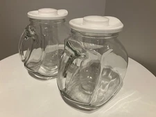 2 Crate & Barrel Iced Tea/Lemonade Glass Pitcher with Ice Insert and White Lid