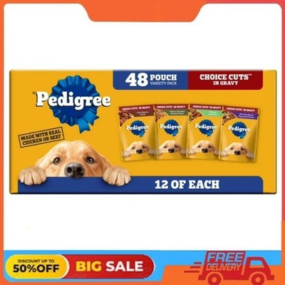 Pedigree Choice Cuts In Gravy Dog Food Variety Pack, 3.5 oz Pouches, 48-Count