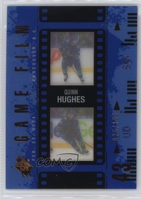 2024-25 SPx Game Film Blue 25/199 Quinn Hughes #GF-15 a2p