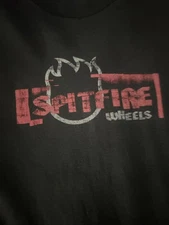 Men's XL Spitfire Skateboarding Short Sleeve T-Shirt Black/Blue, Y2K Graphic