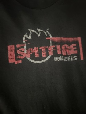 Men's XL Spitfire Skateboarding Short Sleeve T-Shirt Black/Blue, Y2K Graphic
