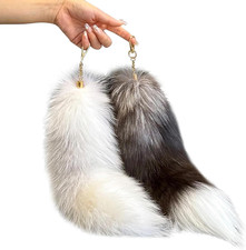 Fluffy Fox Tail Fur Keychain Cosplay Toy Party Costume Furry Wolf Tails