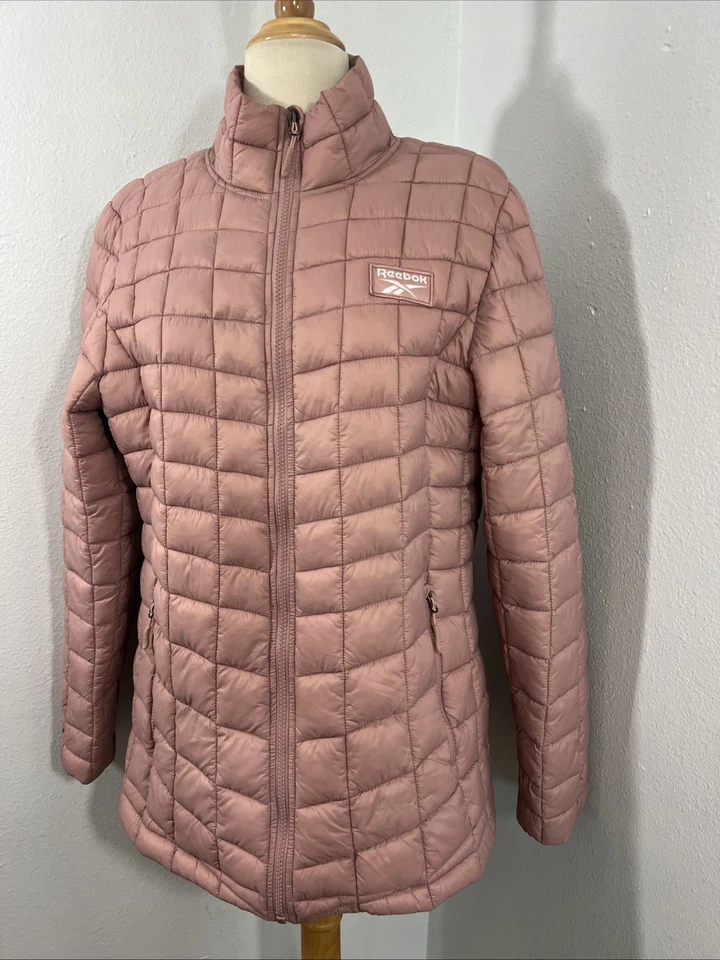 Chaqueta acolchada Reebok Puffer para mujer M rosa abrigo de invierno aire libre ocio Foto 3 de 4
