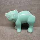 Green Nelson McCoy Cat Figurine Planter Pot Succulent Tail Vtg Figure Kitten