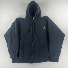 Vintage Y2K Disney Mickey Mouse Embroidered Full Zip Black Hoodie Mens Size XL