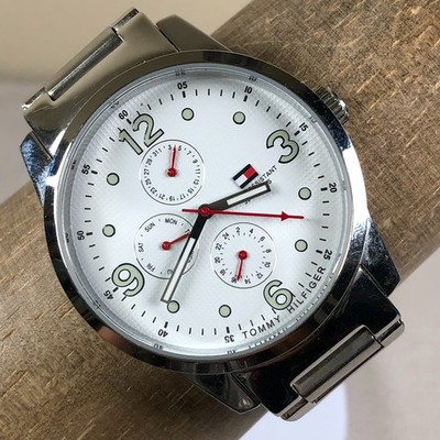 Tommy Hilfiger Men Fashion Day Date Silver Tone Quartz Analog