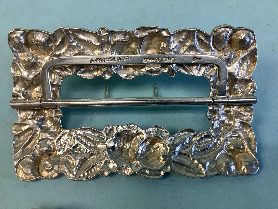 "Hebilla de cinturón de plata de ley de A.Jacobi & Co.3 1/4""H 1,375 ozt. Foto 2 de 4