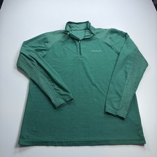 Columbia 1/4 Zip Pullover Sweater Mens Extra Large XL Green Mock Neck Stretch