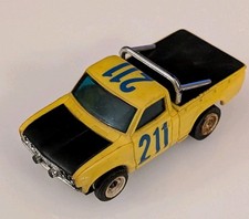 Vintage AFX Aurora Datsun Baja Pick Up Truck 211 Yellow Blue HO Scale Slot Car