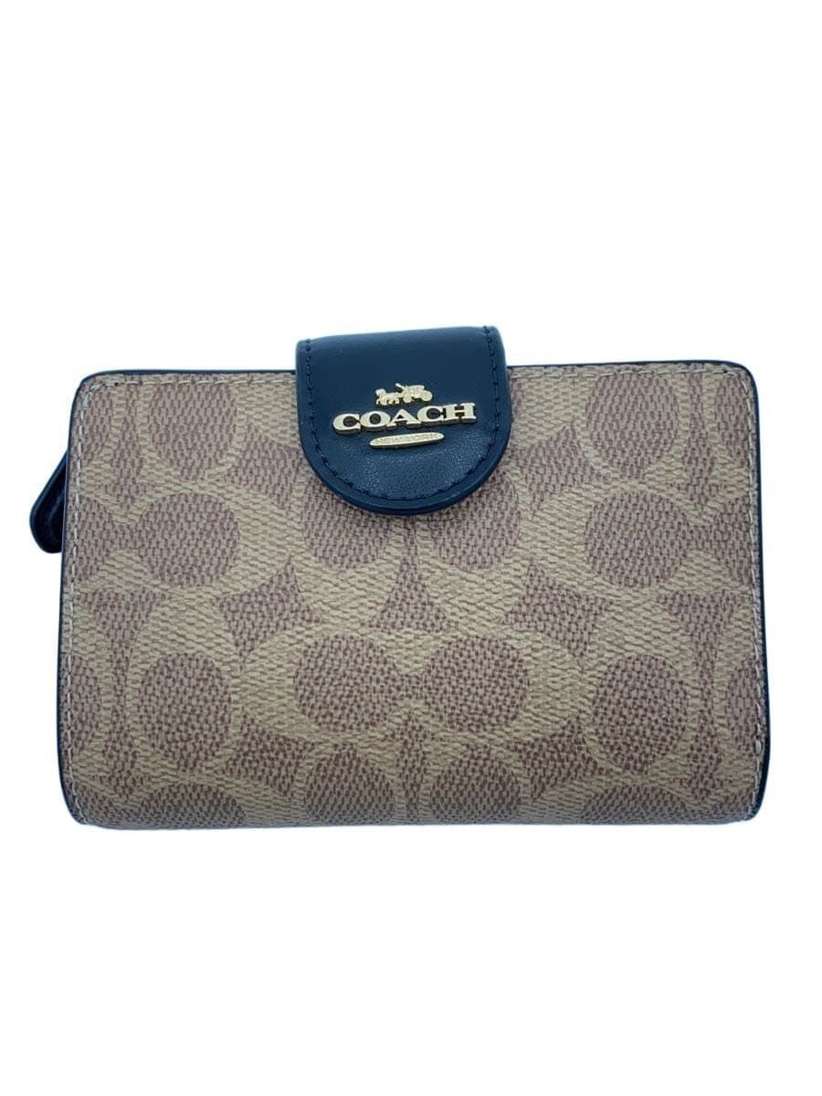 Coach Fold Wallet Medium Corner Zip Signature Canvas Bifold PVC CW786 Used