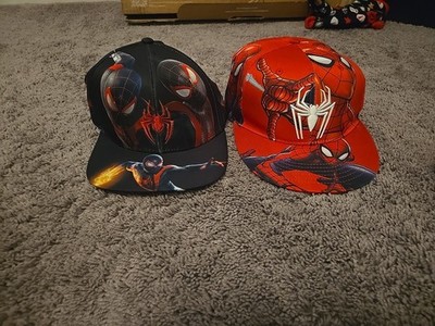 Marvel Spider-Man Hats Lot of 2 Red & Black Miles Morales Snapbacks Adjustable