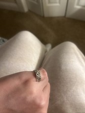 Sterling Silver 925 Floral Band Ring   Size 5