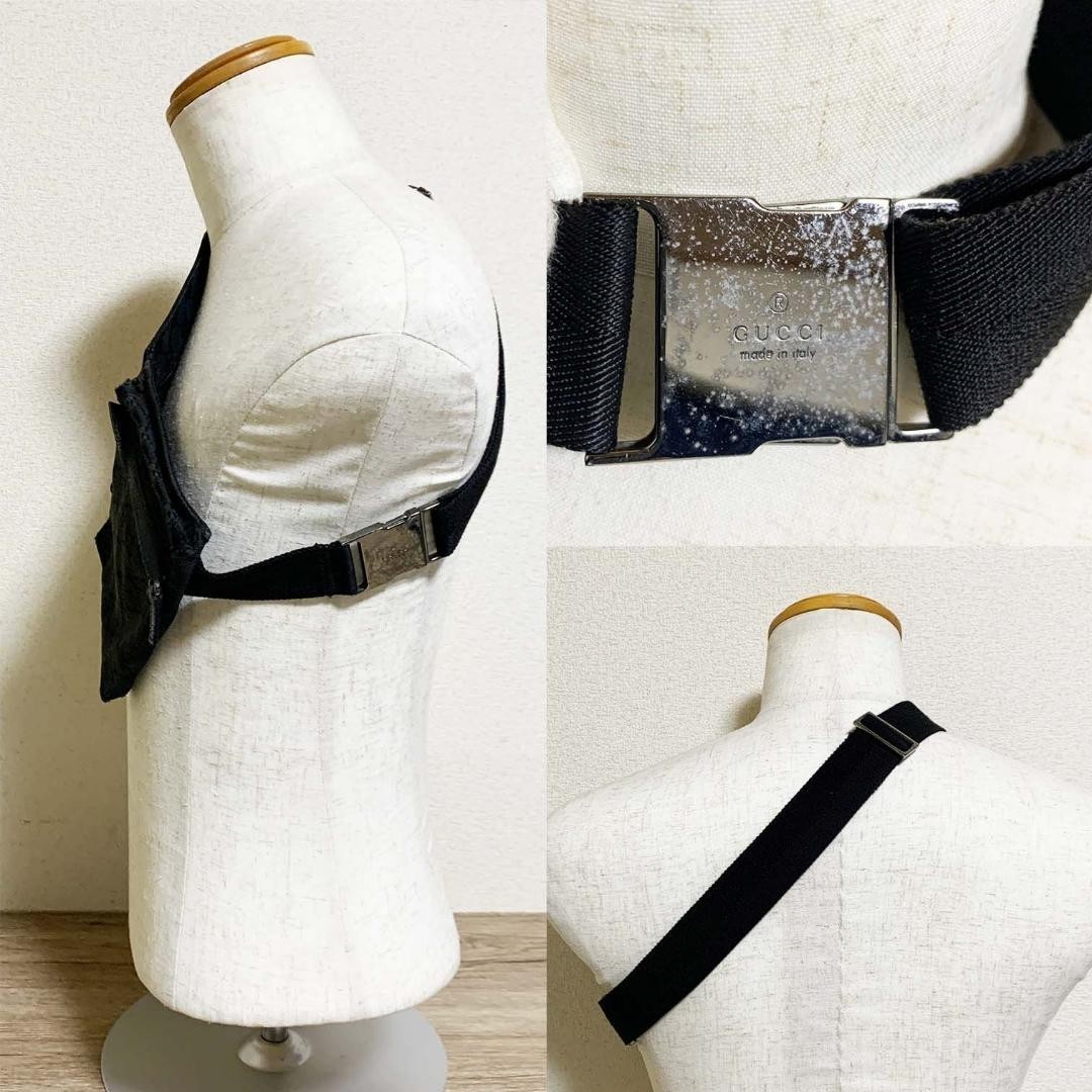 GUCCI GG Canvas Waist Pouch Shoulder Bum Bag Belt Bag Black