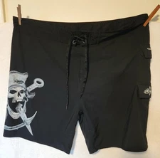 Tormenter Ocean Men's Black Board Shorts Sportsman - Barnacle Bill Pirate Sz 42