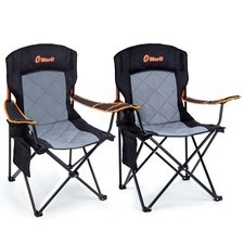 2 Pack Oversized Padded Camping Chair, 350LB Heavy Duty Quad Fold Chair with