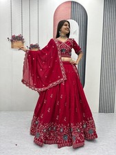 Luxury Blooming Vichitra Silk Lehenga Choli Designer Ethnic Party Wear