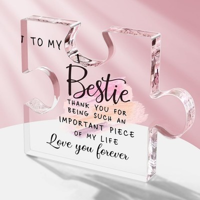 Acrylic Plaque Gifts for Bestie, Best Friend 4.7 x 3.9 x 0.6 inches, Clear 