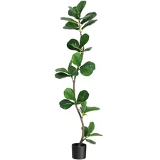 6FT Artificial Fiddle Leaf Fig Tree in Black Pot ,Tall Fake Plant ,Indoor Decor