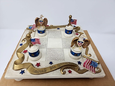 New Hen-Feathers Stars and Stripes Patriotic 4th of July Tic Tac Toe Set, IN BOX