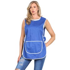 LADIES WOMEN TABARD APRON OVERALL KITCHEN CATERING CLEANING BAR PLUS SIZE POCKET