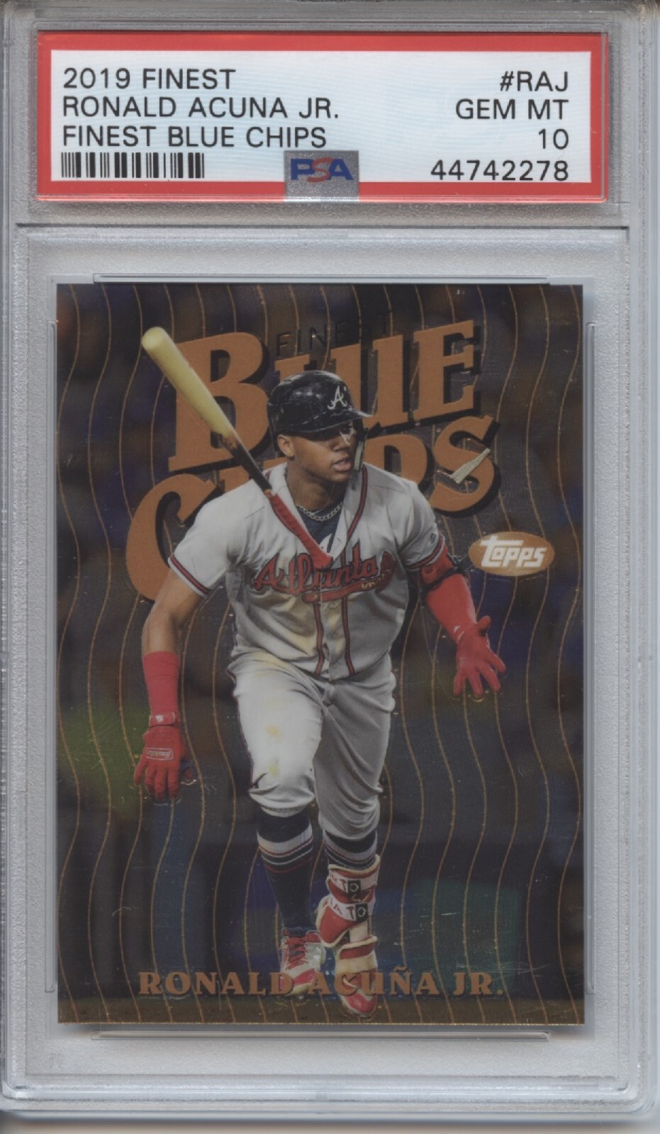 Ronald Acuna Jr. 2019 Topps Finest. Blue Chips. PSA 10. Gem Mint!