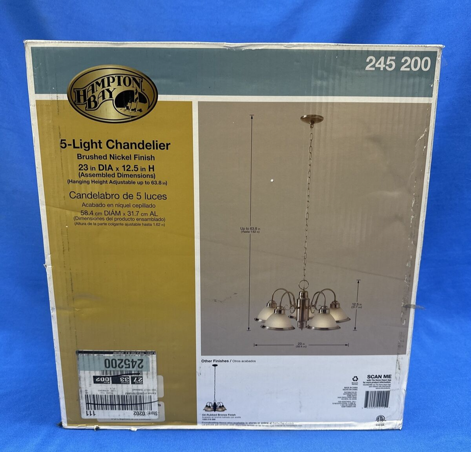 Hampton Bay - Halophane 5-Light Brushed Nickel Chandelier | eBay