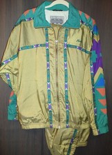 VINTAGE HEAD TRACK JOGGING PICKLEBALL SHELL SUIT GOLD SHIMMER GEO TRIM XL W