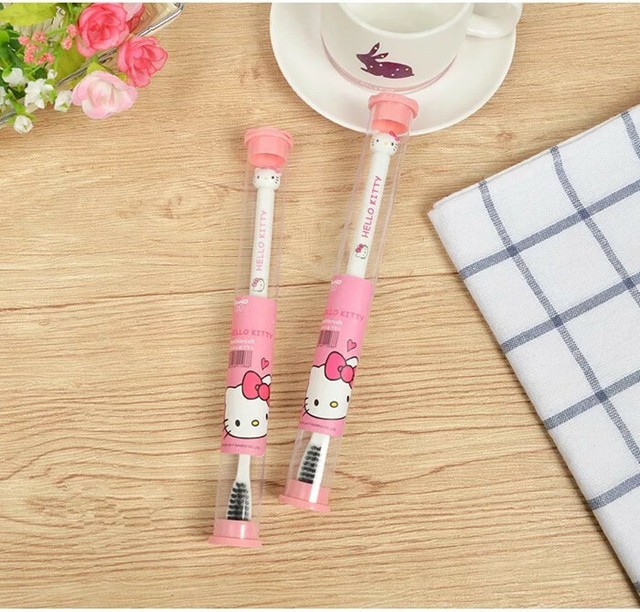 2PC Cute Hello Kitty Toothbrush Kids Adult Teeth Brush Easy to Carry