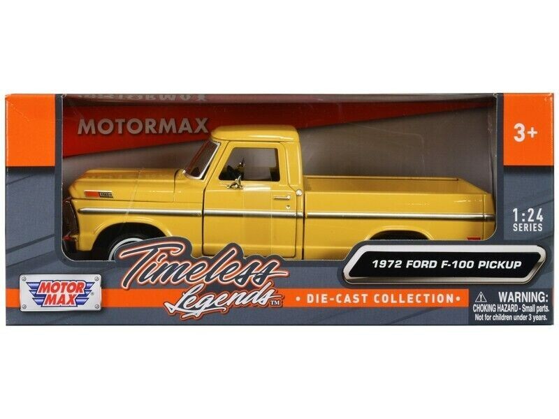 1972 FORD F-100 PICKUP YELLOW 1/24 DIECAST MODEL CAR BY MOTORMAX 79384