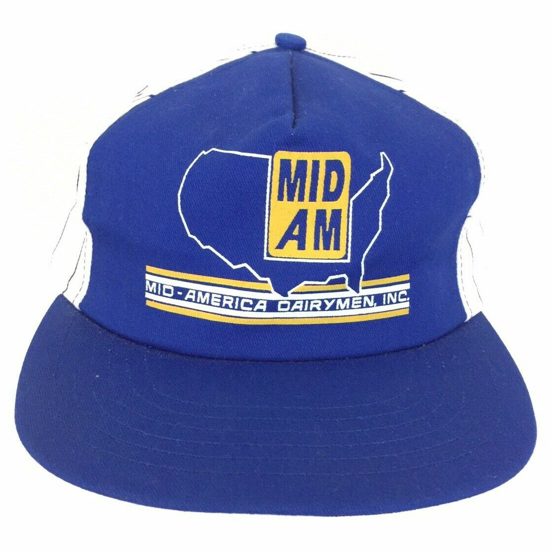 Vtg Mid America Dairymen Hat Pinstripe Cap Mid Am Snapback Logo
