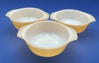 3 Peach Luster Bowls Fire King Handled Soup Cereal Berry Vintage Anchor Hocking