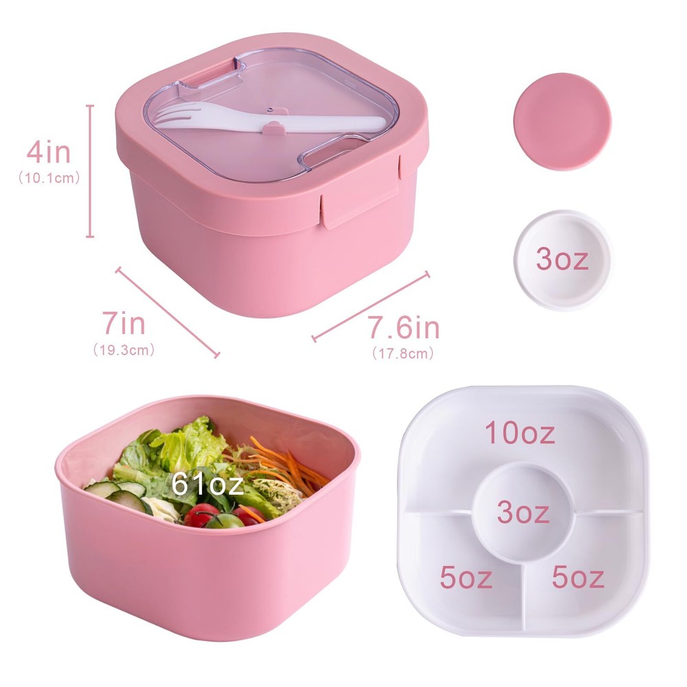61oz All-in-One Bento Lunch Box with 4 Compartments & Carry Bag for Adults