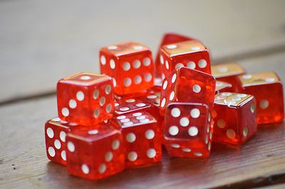 Red 20 Transparent w/ White Pip Bunco Gaming Dice Set 16mm D6 Yahtzee Quality