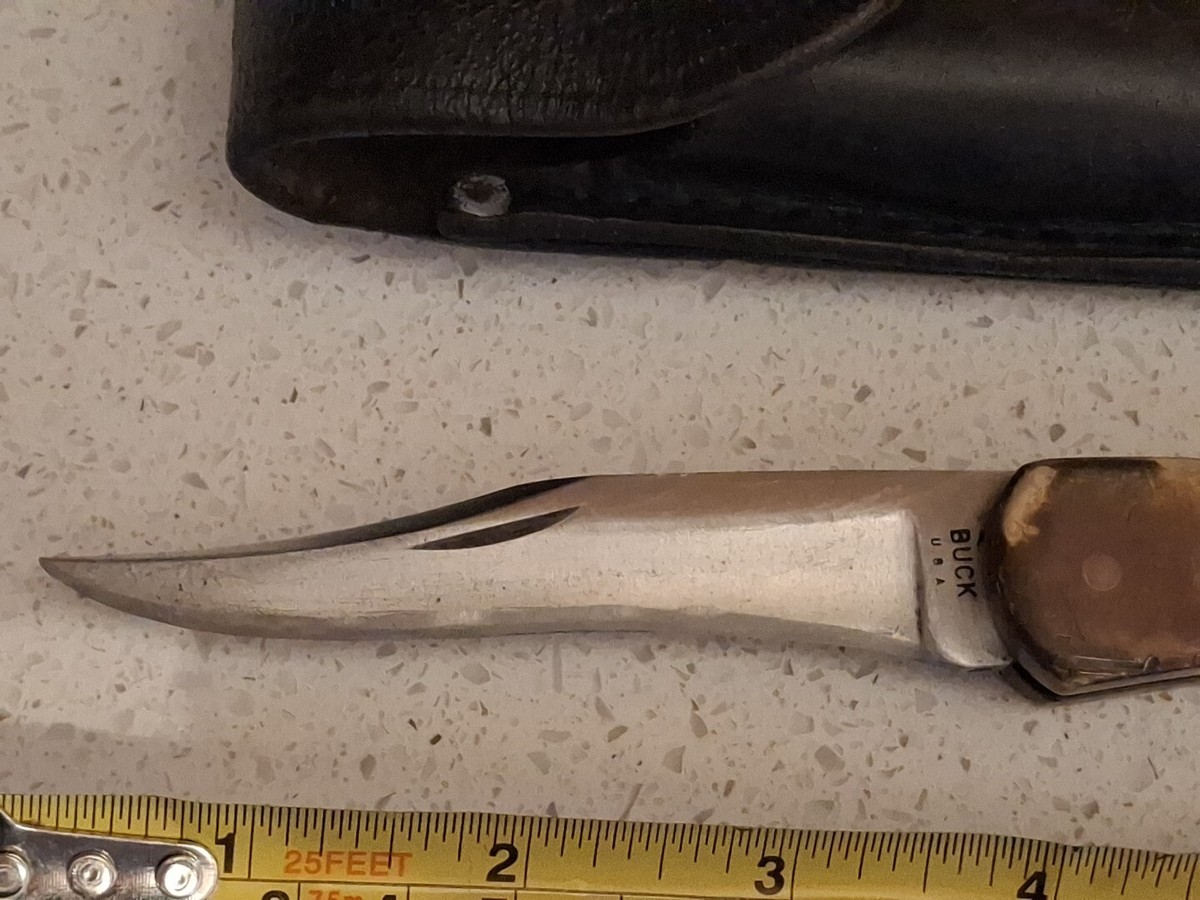 Vintage BUCK 110 Inverted BUCK USA Knife w/leather sheath 1967 