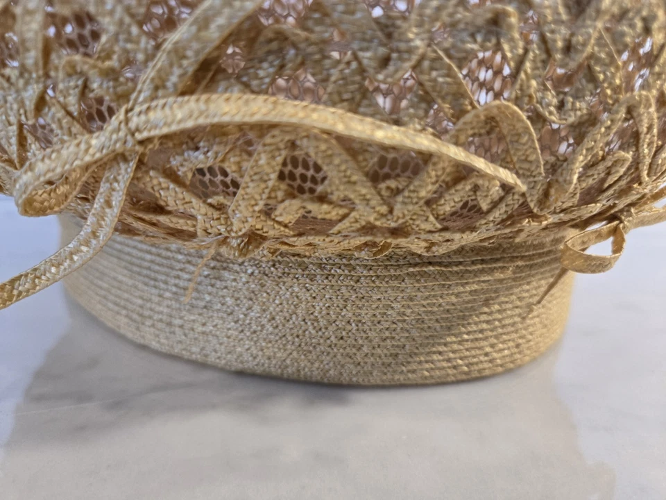 Винтажная женская соломенная шляпа-тюрбан YSL Yves St Laurent с бантиками и коробкой I. Magnin - Изображение 3 из 4