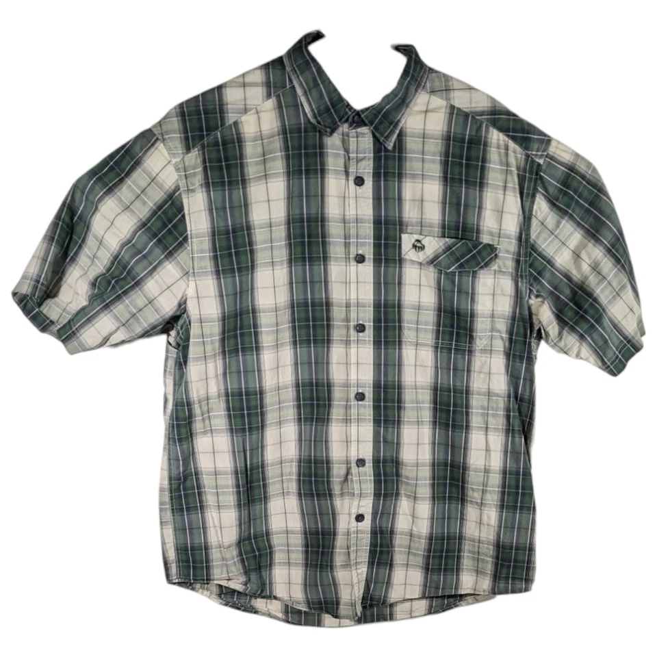 Camisa Western Wolverine Verde a Cuadros Grande Manga Corta Azul Foto 2 de 4