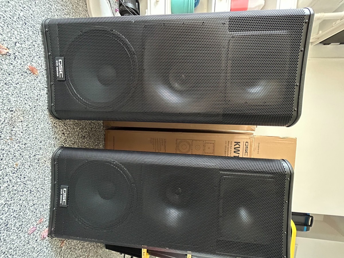 Pair of QSC KW153 speakers