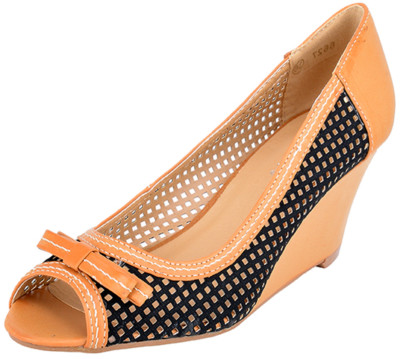 Retro Basic BOW 50s Schleifen Vintage Keilabsatz WEDGES Peep Toe