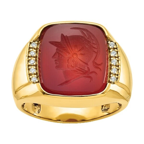 Anillos De Oro Amarillo Cornalina 14k para Hombre