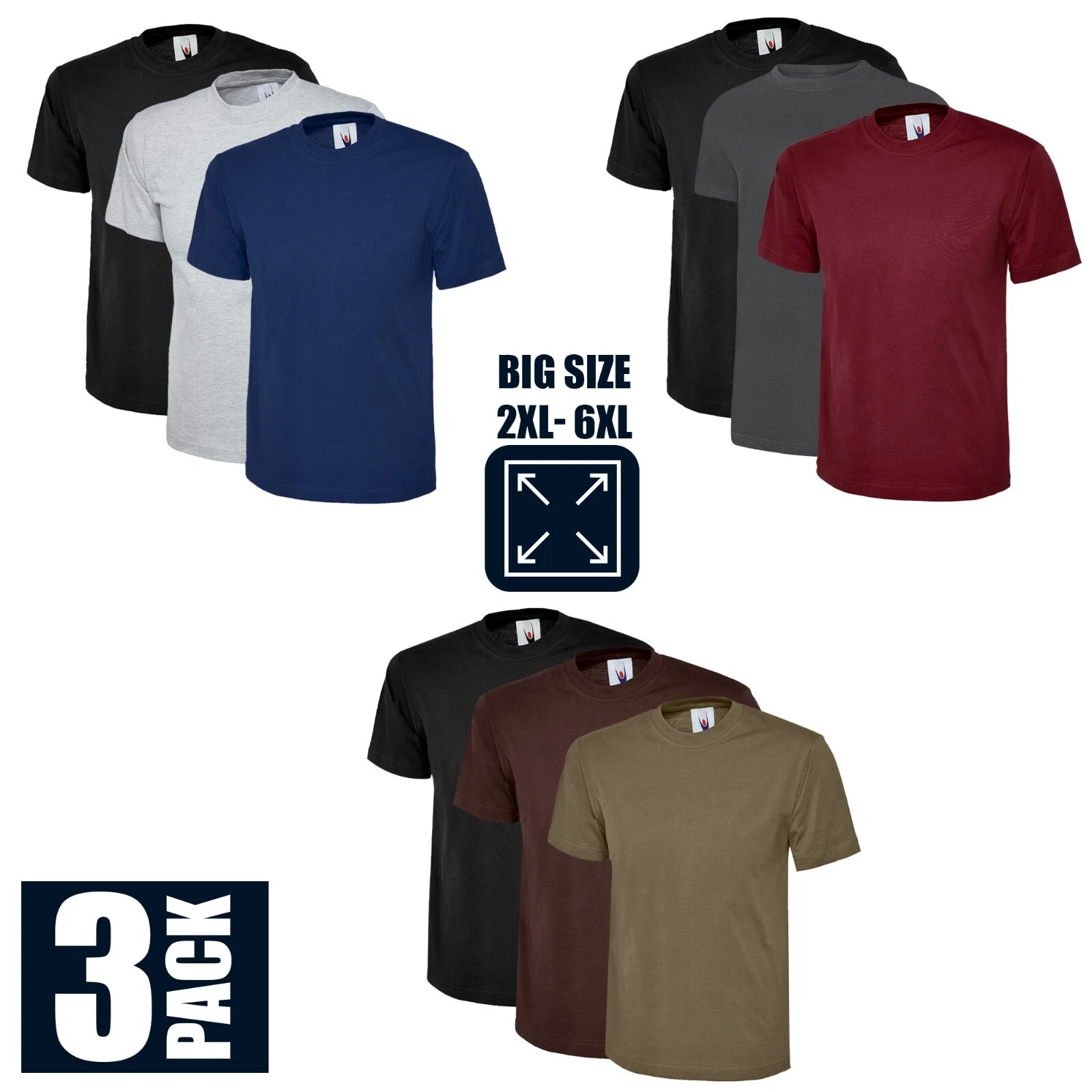 Men's Plus Size Plain T-Shirt 3 Pack 100% Cotton Heavy Blend BIG SIZE 2XL-8XL
Opens in a new window