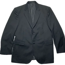 Jason Campbell Mens Solid Black Wool Sport Coat Blazer 42R
