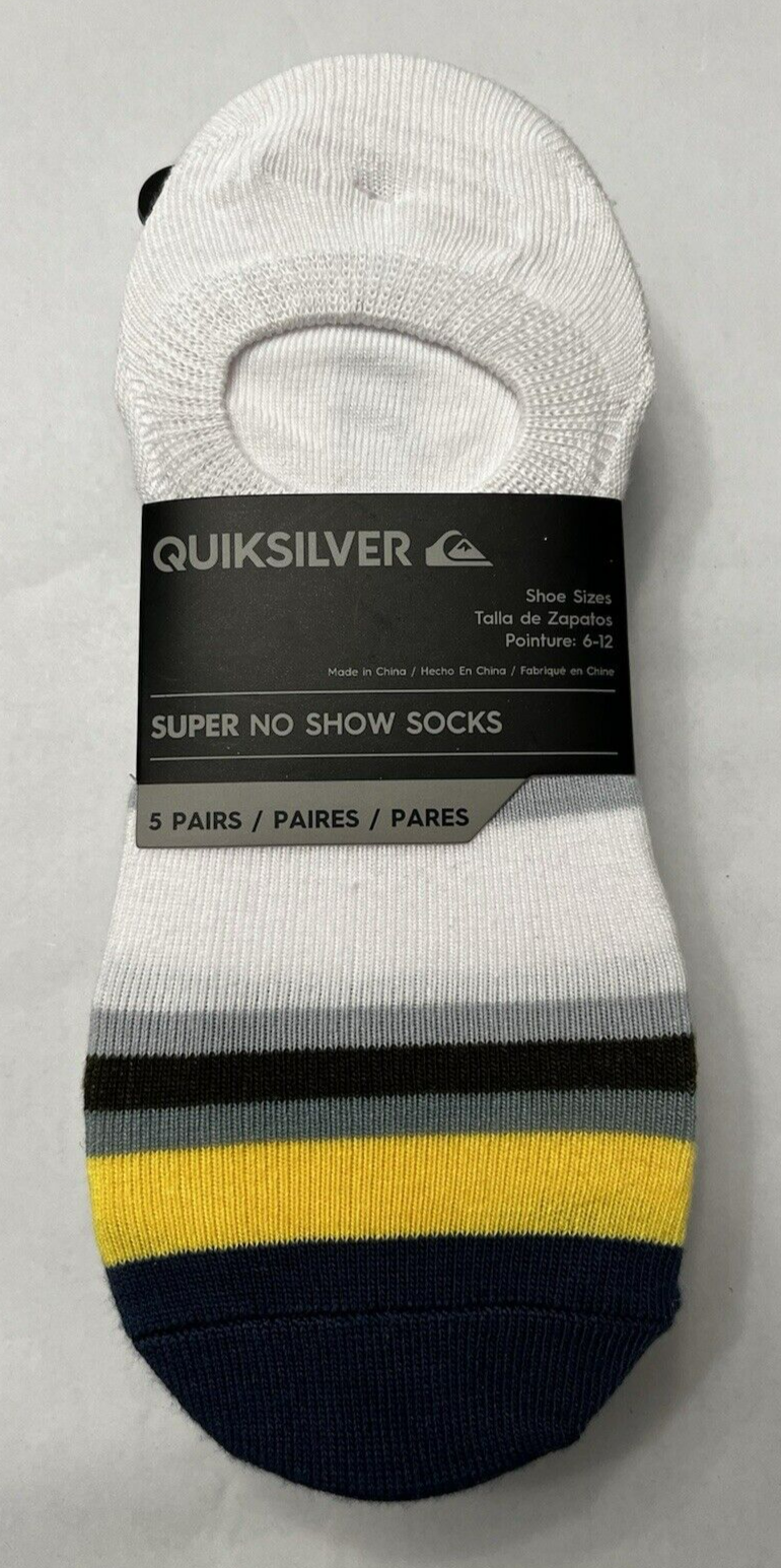 Quicksilver No Show Socks 5-Pack for Men Size 6-12 Low Cut Invisible-image