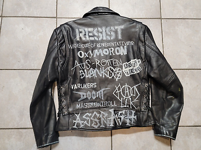 VINTAGE 90' WILSON PUNK TRASH METAL PAINT MOTORCYCLE LEATHER VINTAGE 90' WILSON PUNK TRASH METAL PAINT MOTORCYCLE LEATHER