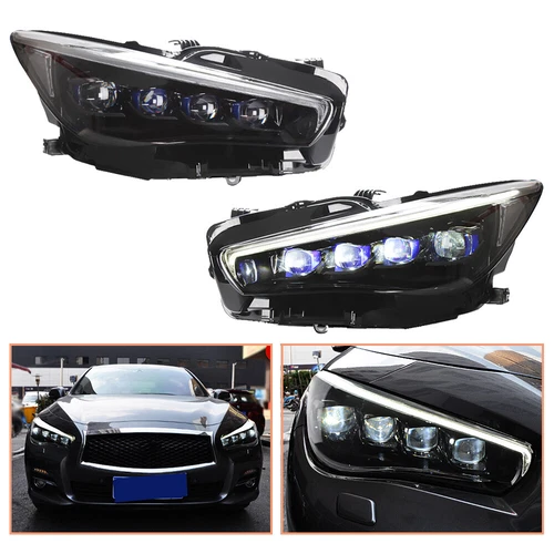 Headlights Assembly For Infiniti Q50/Q50L 2014-19 LED DRL Turn Signal Head Lamps - Picture 2 of 11