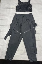 Weissman hip hop dance costume Black 2 pc Top Strap Pants Child  s Medium IC