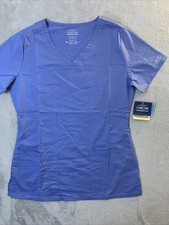 Cherokee Authentic New Women Scrub Top Ciel Blue XS Core Stretch 3 Pockets