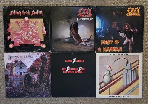 Lot of 6 Black Sabbath Ozzy Osbourne vinyl record albums Hard Rock Heavy Metal