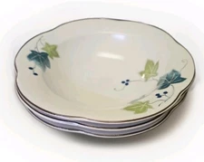 4pc  MIKASA Country Charm "Ivy Path" Salad/soup Bowls ~ 8 3/4"